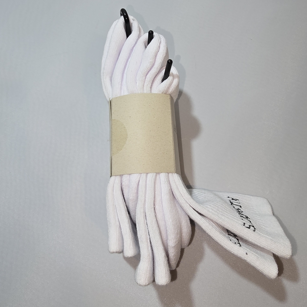 NWT Women's  All Saints White Crew Socks- 3 Pair - Picture 3 of 4